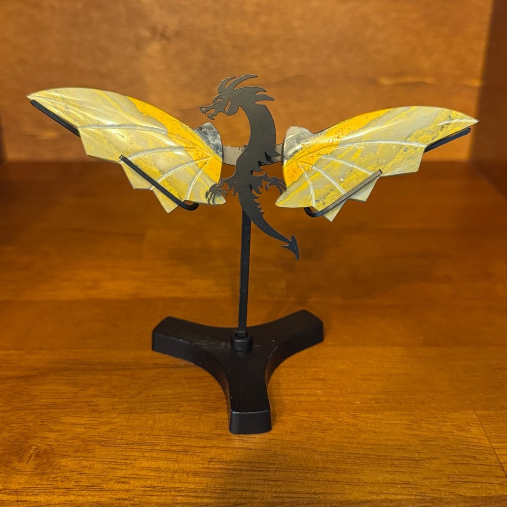 Bumblebee Jasper Crystal Dragon Figurine with Carved Wings